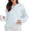 Sweat-shirt à capuche pour femmes, manches longues, col boutonné, cordon de serrage, décontracté, Air, 2023