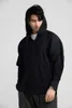 Men's Hoodies Miyake Pleated For Men Black Hoodie 2023 Solid Color Coat Breathable Loose Drawstring Casual Top Man Clothing