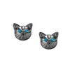 Stud Earrings Style Two-tone Color Blue Eyes Kitten Couple Gifts To Girlfriend Simplicity Zircon Exquisite Jewelry