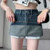 Women's Jeans 2023 Denim Skirt Blue Summer Commuting High Waist Looks Thin Loose Wide Legs A-Line Design Sense Of Niche Pants