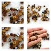 Loose Gemstones Diy Jewelry Making Beads Natural Tiger Eye 4Mm Square Cube With Through Hole 100Pcs/Lot Drop Delivery Dhgarden Dhkdu