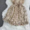 Sıradan elbiseler kadınlar için şık patchwork vestido feminino elegantes spagetti kayış yazlık elbise fransız tarzı damla