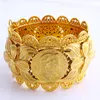 Ciężka 70 mm etiopska moda moda wielka szeroka bransoletka 18 K thai baht solid g f złota dubaju biżuteria miedziana Erytrea Bransoletka Open249e
