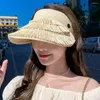 Chapeaux à large bord coréen Summer Femmes Chapeau de paille Bowknot Plat Top Floppy Cap Pliable Sunscreen Vide