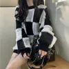 Kobiety swetry kobiety Plaid Chic Pullover Sweater Puff Sleeve Katarzy Wymiarowe Swetery Kobiet Autumn Winter Sweter Tops Y2K Ubrania 230911