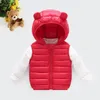 Colete infantil para baixo algodão com capuz colete quente inverno sem mangas crianças criança meninas meninos jaqueta outwear infantil bebê outono roupas 230912