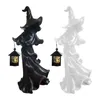 Halloween Cracker Barrel Ghost Witch Messenger com ornamento de estátua fantasma de lanterna