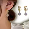 Oorringen Zirkoon Raster Oorbel Trendy Eenvoudige Meisjes Drop Kleine Luxe Charme Vrouwen Bruiloft Sieraden Valentijnsdag Geschenken