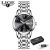 Relojes de pulsera LIGE Moda Relojes para mujer Ladies Top Brand Luxury Calendario de acero inoxidable Deporte Reloj de cuarzo Pulsera impermeable 230911