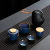 TEAWARE SETS Anpassa kinesisk teaset keramisk bärbar tekanna uppsättning resor gaiwan te koppar ceremoni teacup fin hand potten
