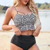 Women's Swimwear Leopard Print Tankini Women 2023 Ruffle High Waist 2-piece Swimsuit Sexy Suspender Backless Bathing Suit Summer Beach