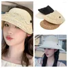 Chapeaux à large bord coréen Summer Femmes Chapeau de paille Bowknot Plat Top Floppy Cap Pliable Sunscreen Vide