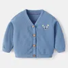 Куртки, весенне-осенние кардиганы для новорожденных, пальто, милый трикотаж с героями мультфильмов, мягкая хлопковая детская повседневная верхняя одежда с длинными рукавами для малышей