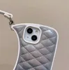 Coreano elegante diamante treliça 3d bolsa caso de telefone para iphone 14 13 12 pro max 11 luxo saco axilas à prova de choque capa macia