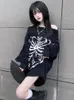 Women's Sweaters KOSAHIKI Grunge Sweater Fashion Streetwear Y2k Aesthetic Blackpullover Skull Print Gothc Women Jumper Harajuku Loose Knitwear 230912