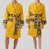 Bath Robe Designer Long Hoodie Lovers Couples Longstyle LUXURY European printing bright 100% cotton luxurious Couple BathRobe whol305V