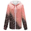 Kvinnors hoodies mode hoodie långärmad fickan blixtlås sportjacka lös panel leopard tryck damer zip up kvinnor
