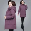 Kopa damska płaszcza solidna kolor bawełniana kurtka wewnętrzna kieszonka dla starszych kobiet w średnim wieku długa zimowa płaszcz redukujący wiek.