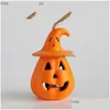 Andra festliga festförsörjningar Led Halloween Pumpkin Ghost Lantern Lamp Diy Hanging Scary Candle Light Decoration for Home Horror Props Dhqoi