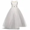 Girl'S Dresses High-End Girls Wedding Party Flower Girl Dress Bridesmaid Clothes Princess Gowns Teen White Tle Evening 5 14 Y 210303 Otrcb