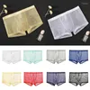 Underpants Men Boxer Briefs Sexy Ultra-Thin Transparent Mesh Breathable Shorts Underwear Ice Silk Summer Mid-Waist Panties Cool