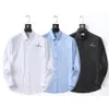 Men's Dress Shirt Flex Collar Stretch Solid Slim Fit Long Sleeve Shirts Designer Brand Letters Embroidery 2023 Spring Autumn 243G