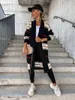 Kvinnors stickor Tees Autumn Winter Women Stripe tröja Cardigan Solid Color Long Sleeve Casual Streetwear Sexig Knitting Open Long Sweater Tops 230911