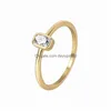 Band Rings Simple Design Square Zircon Gold Ring Women Wedding Engagement Gift Drop Delivery Dhvxm