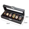 Watch Boxes 6 Slots Carbon Fibre Storage Organizer Box Fiber Men Watches Wooden Case Display Packaging Gift