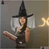 Party Hats 2 Wizardry Witch Womens Props Halloween Carnival Net Miss Hair Smycken Z230809 Drop Delivery Home Garden Festive Supplies Dhrzl