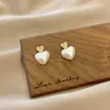 Stud Earrings Trendy Exquisite 14k Real Gold Plating Peach Heart Pearl For Women Girl Jewelry Zircon S925 Silver Needle Gift