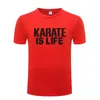 Męskie koszule Karate to życie proste litera męska koszula Tshirt Summer krótki rękaw O bawełniany sport