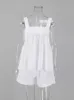 Women's Sleepwear Restve Casual Pajama s Cotton 2 Piece Set White Tank Top Sleeveless Loose Female Home Suits With Shorts Solid Autumn 230912