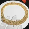 Naszyjniki wiszące oblaste bling prostokąt CZ Naszyjnik kubański Big 21 mm Srebrny kolor 2Row Cyrkon ciężka grube link Hip Hop Men Men Jewelry 230911