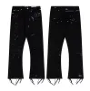 fashion Mens Womens Jeans Cool Style Letter GA DPT Vintage Hand Painted Ripped Patchwork Casual Bell Bottoms Size M-XXL z76u#