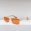 Prostokątne okulary przeciwsłoneczne złoto metalowe pomarańczowe obiekty letnie słoneczne gafas de sol sonnenbrille Uv400 okulary z pudełkiem