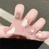 Unhas falsas costura total glitter curto produtos de manicure adesivo reutilizável suprimentos de unhas falsas cola imprensa coisas acessórios