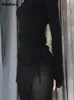 Городские сексуальные платья Goth Dark Mall Готический шнурок Bodycon Женское мини Y2k Панк Черное платье с длинными рукавами с разрезом Гранж Базовая одежда для вечеринок 230911