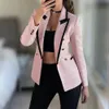 Costumes pour femmes Blazers femmes mode Double boutonnage pied-de-poule Blazer manteau Vintage à manches longues rabat poches vêtements de dessus pour femmes Chic Vestes 230912