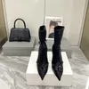 Stivaletti con fibbia di alta qualità Punta a punta Tacchi a spillo per ragazze donne designer di lusso Suola in cuoio Stivaletti Abito da festa Scarpe da sera Calzature di fabbrica Taglia 35-40