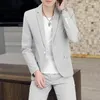 Мужские костюмы 2023, высококачественный модный универсальный красивый тренд, корейская версия, тонкий вечерний широкий пиджак с открытыми плечами, пальто M-3XL