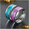 Band Rings Classic Design Glow In The Dark Ring Magic Luminous Heart Rings Jewelry For Young Ladies Gift Drop Delivery Dh7Kj