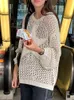 Женские свитера Weekeep, вязаный крючком свитер со звездами, пуловеры, вязаный джемпер большого размера со свободными отверстиями, халат Y2k Harajuku, уличная одежда, свитер 90-х годов 230911
