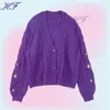 Tricots pour femmes Tees Speak Style Now Cardigan violet Femmes Hiver Tay Star Cardigan brodé Lor Pull tricoté Automne Swif T Y2K Cardigan 230911