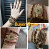Bangle CSJA Boho Leather Wrap Bracelet Natural Stone Bracelets for Women Tiger Eye Bead Multilayer Wickelarmband S475 230911