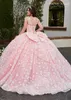 Büyüleyici Kelebek Quinceanera Elbiseler Çıkarılabilir Uzun Kollu Tatlı 15 Balo Gibi Glitter Balo Gown Vestidos De 16 Anos