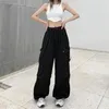 Frauen zweiteilige Hosen y2k Frauen Streetwear Techwear Fracht koreanische Harajuku Baggy Fallschirmhosen für Männer Joggingpants Weitbein Joggerhosen Kleidung 230912