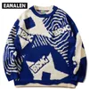 Męskie swetry Harajuku retro graffiti gwiazda Jumper Knit Sweter Męski Zimowy Zimowy Koreański dziadek Pullover Brzydki Sweter Y2K Grunge 230911