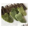 Party Favor Paire Natural Green Jade Guasha Gua Sha Board Masr za złom terapię masę upuszczoną dostawę ogrodu ogród świąteczne wydarzenie OT239