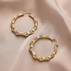 Hoop örhängen bambu Joint Round Gold for Women Vintage Luxury Punk Ear Geometric Fashion Jewel Girl Circle Dingle Earring